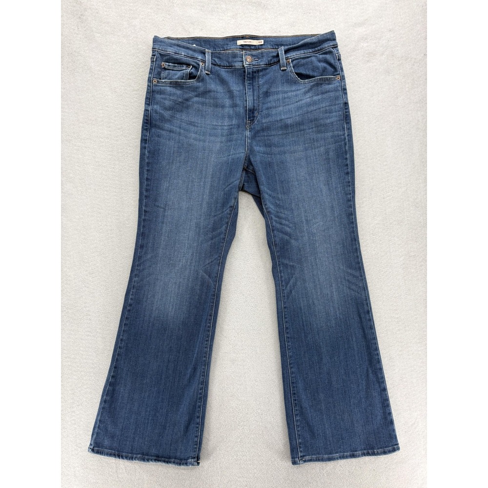 Levis 726 Flare Jeans Womens 16W Blue Med Wash High Rise Stretch Western Cowgirl